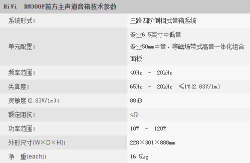 HiVi 惠威 RM300F 家庭影院 主箱 落地箱产品参数